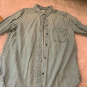 Blue denim button up